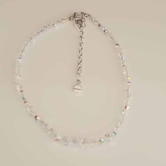 Givenchy Aurora Borealis Choker Necklace Silver Tone with clear crystals Signed - Picture 4 of 9